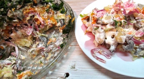 Салат из сердца и фасоли