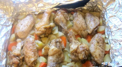 Крылышки в духовке в фольге