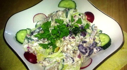 Салат с мясом и редисом