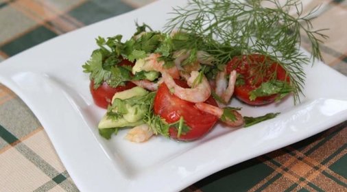 Салат из авокадо с креветками без майонеза