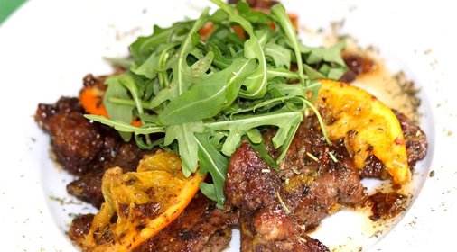 Cалат с печенью и апельсинами