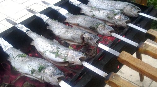 Озерная форель на углях