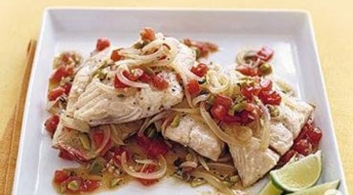 Рыба с оливками и помидорами