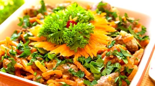 Салат с корейской морковью и печенью