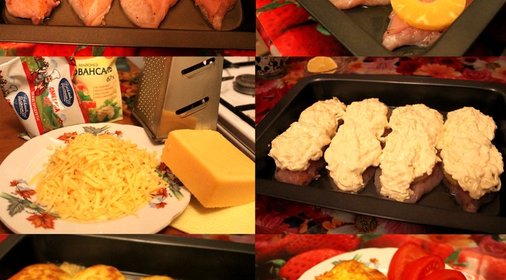 Курица с ананасами под сыром