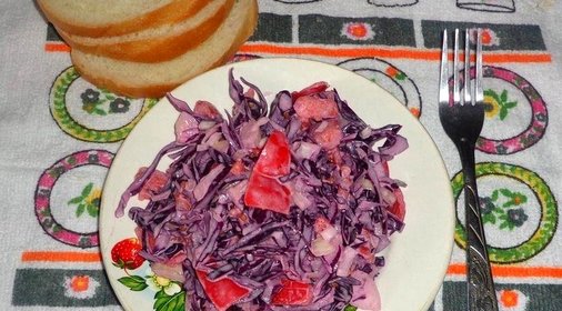 Салат из помидоров и краснокочанной капусты
