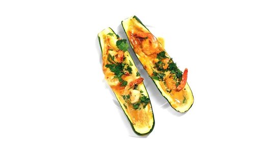 Цукини с пастой мисо и креветками