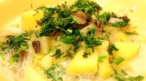 Картошка тушеная с грибами и сметаной