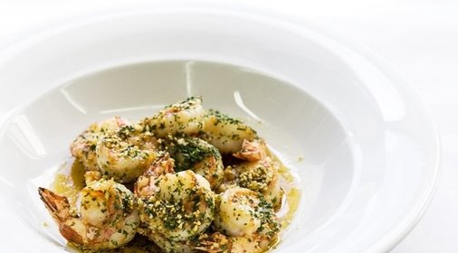 Шейки креветок с чесноком