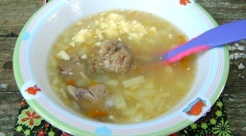 Детский печеночный суп с домашней лапшой