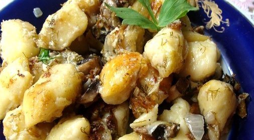 Ленивые картофельные вареники с грибами