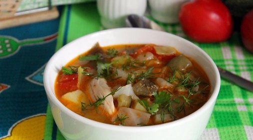Куриный суп с осенними овощами