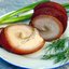 Рулет из сала вареного в луковой шелухе