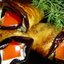Рулетики из баклажанов с помидорами и чесноком