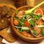 Салат из рукколы с лососем и кедровыми орешками