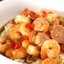 Креветки с сосисками и рисом