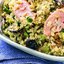 Салат из копченой рыбы с кальмарами и булгуром