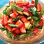 Салат из ревеня и клубники с соусом из рикотты