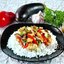 Стир-фрай с курицей, баклажанами и перцем