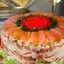 Салат слоеный Царская шуба с семгой и икрой