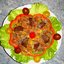 Теплый салат с куриной печенью и помидорами