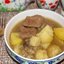 Картошка, тушенная с мясом и грибами