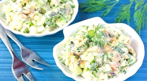 Салат с мидиями и огурцом