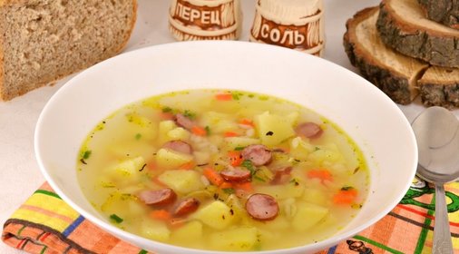 Суп с рисом и егерскими колбасками