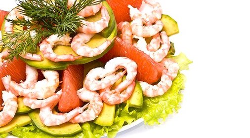 Салат из креветок с грейпфрутом