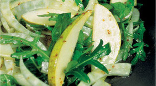 Салат из рукколы, фенхеля, водяного кресса и груши (рецепт гордона рамзи)