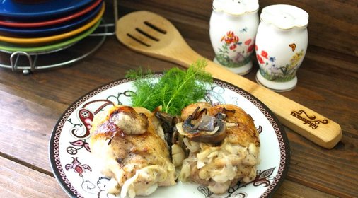 Окорочка с грибами в духовке