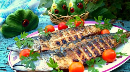 Скумбрия запечённая на мангале