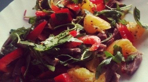 Салат с апельсинами и телячьим языком