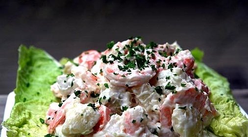 Салат с грибами и креветками